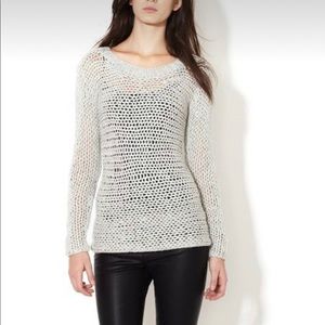 Duffy Alpaca Blend Gray Open Knit Sweater Medium